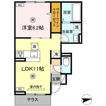 レヴァータ(1LDK/1階)の間取り写真