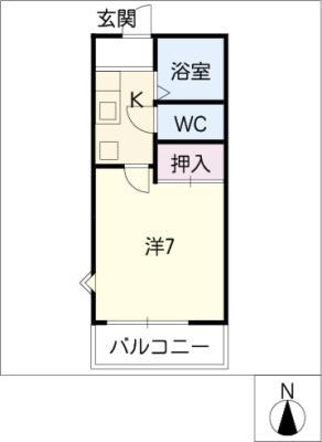 プチハウス(1K/2階)の間取り写真