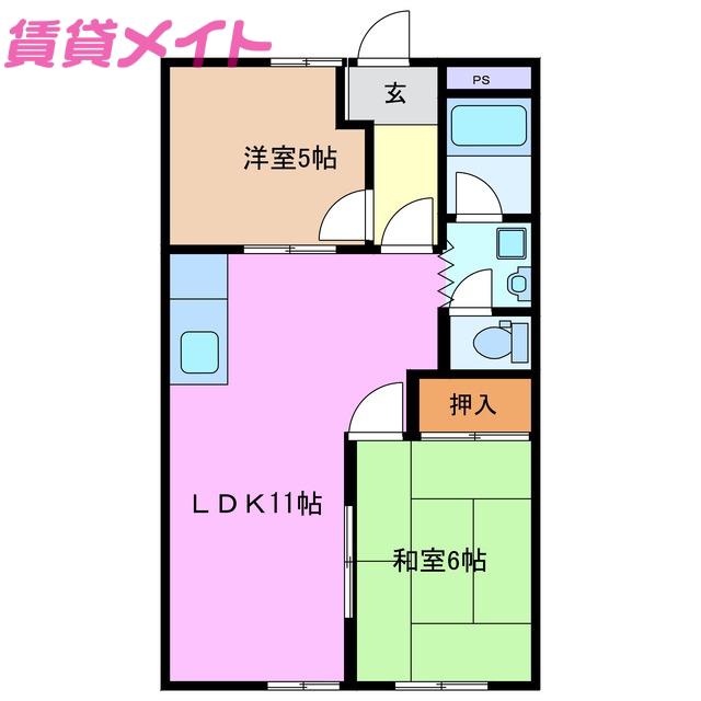 コーポFUKUJIN(2LDK/1階)の間取り写真