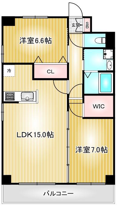 GRANDUKE鶴舞(2LDK/11階)の間取り写真