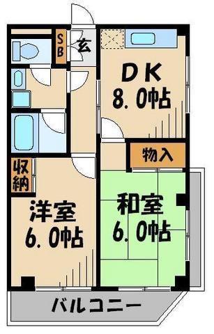メゾンオーロラ(2DK/3階)の間取り写真