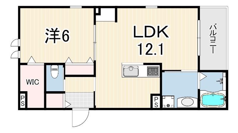 コモド平野(1LDK/1階)の間取り写真