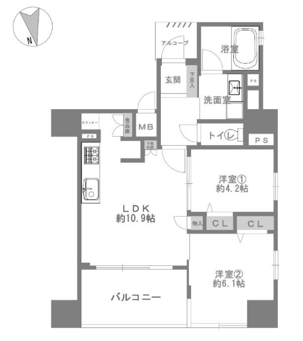 CONOE(2LDK/4階)の間取り写真