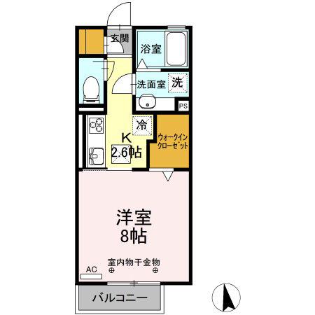 ティアラ・T(1K/1階)の間取り写真