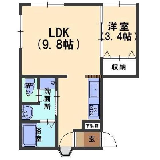 ブライトン607(1LDK/2階)の間取り写真
