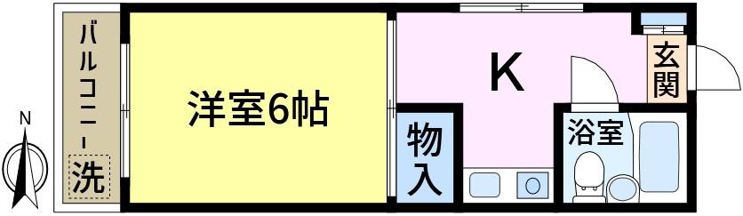 エメラルドマンション(1K/2階)の間取り写真