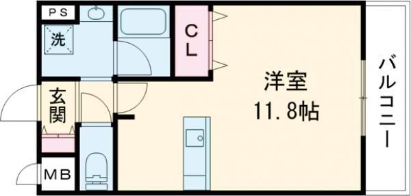 レアシス(ワンルーム/5階)の間取り写真