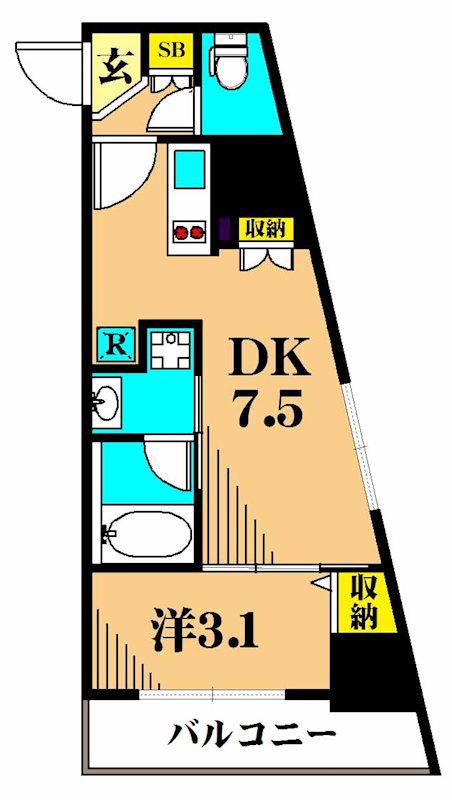 アーバネックス南品川(1DK/9階)の間取り写真