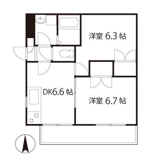 シャトーNT(2DK/2階)の間取り写真