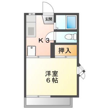 ニューフォーブル加藤(1K/1階)の間取り写真