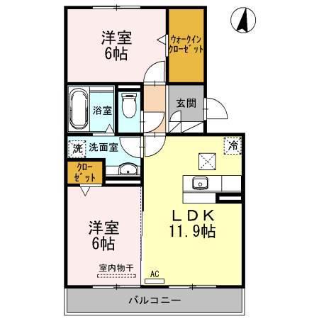 レジェンドA(2LDK/2階)の間取り写真