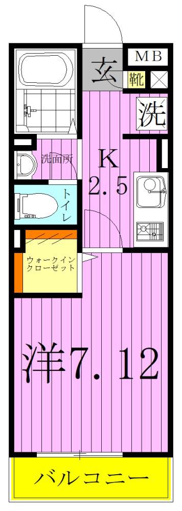 アクシス・ウィルⅡ(1K/1階)の間取り写真