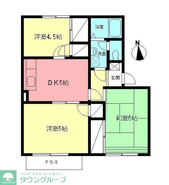 ハイツ清水谷A(3DK/1階)の間取り写真