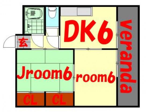 渡部コーポ(2DK/1階)の間取り写真