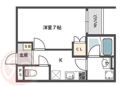 リッチゲート春日出北(1K/2階)の間取り写真
