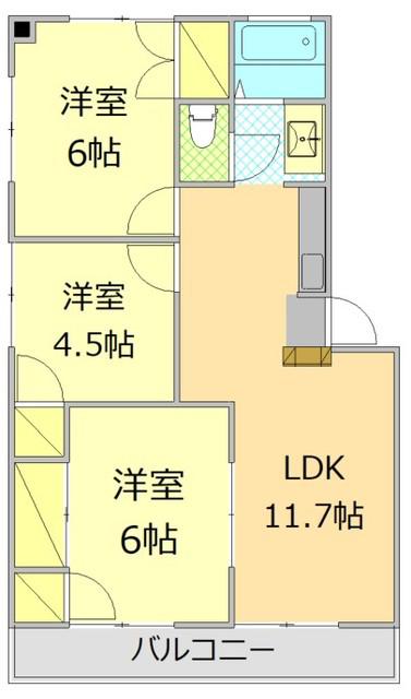 コーポアイキ(3LDK/2階)の間取り写真