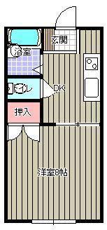 プレジール北山形A(1DK/1階)の間取り写真