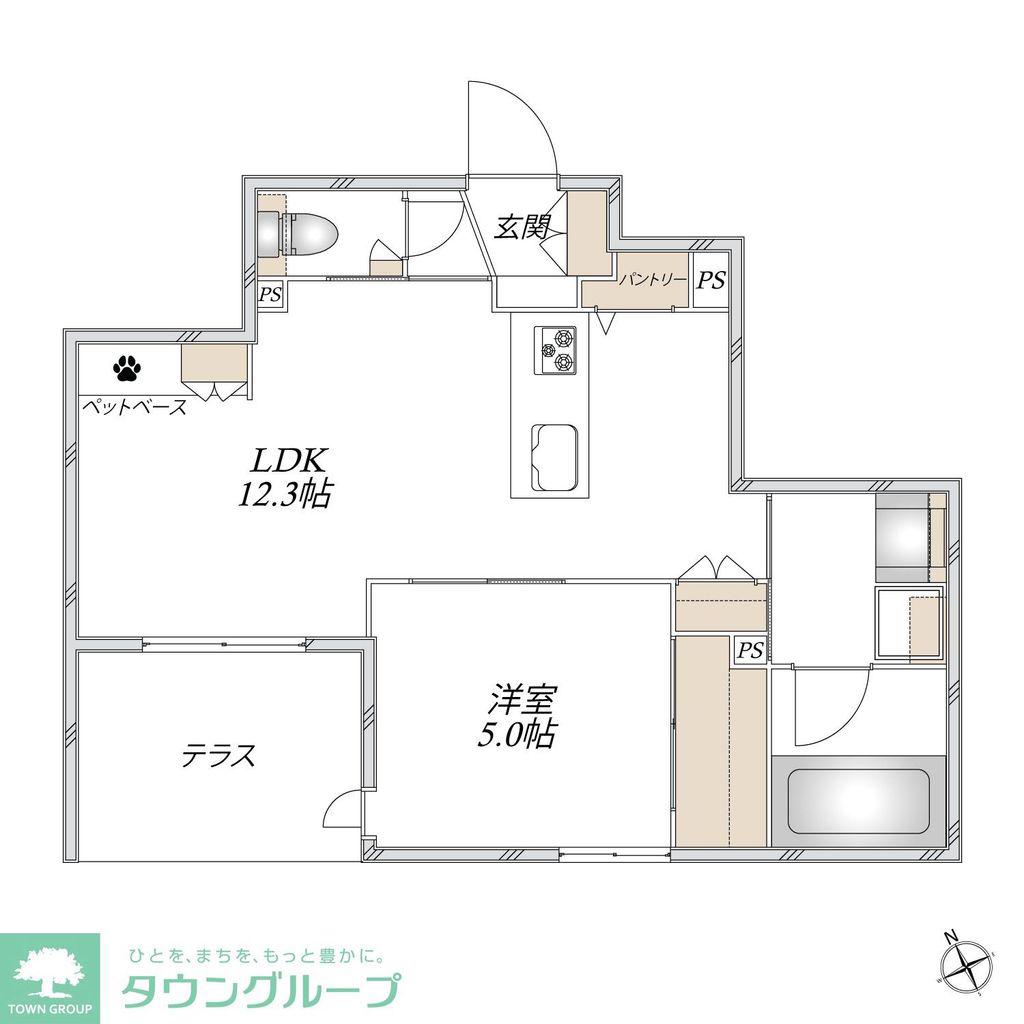 LARGO UNOMORI(1LDK/1階)の間取り写真