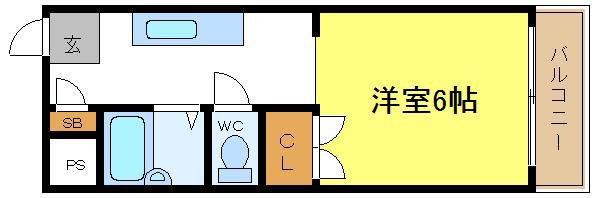 エレガンス平野(1K/6階)の間取り写真