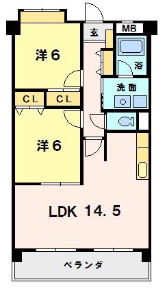 ソシア羽黒(2LDK/2階)の間取り写真