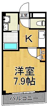 AILE小林(1K/1階)の間取り写真