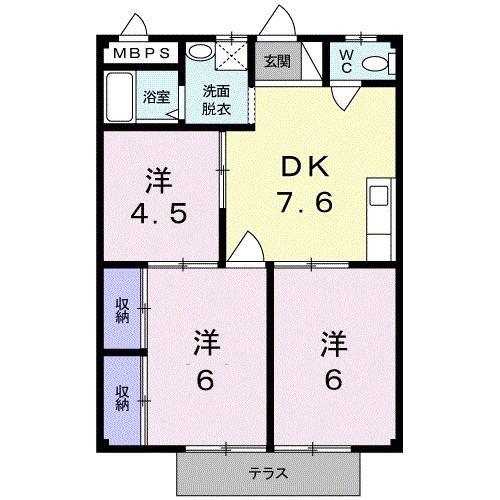 シティハイツ萩A(3DK/1階)の間取り写真