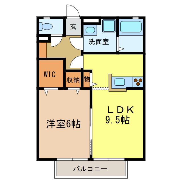 エスポワールII(1LDK/2階)の間取り写真