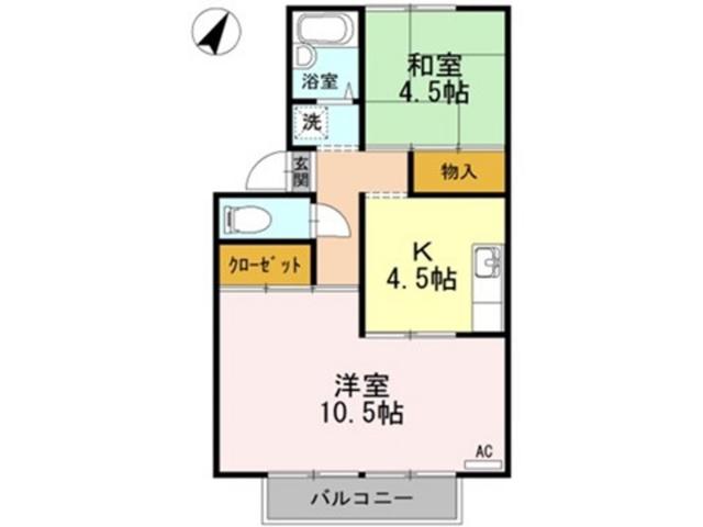 プレジール小(2K/2階)の間取り写真