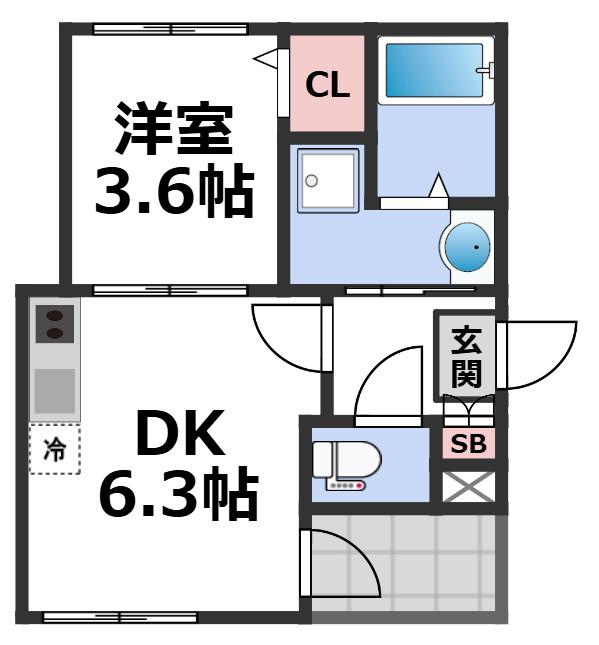OEILLET(1DK/1階)の間取り写真