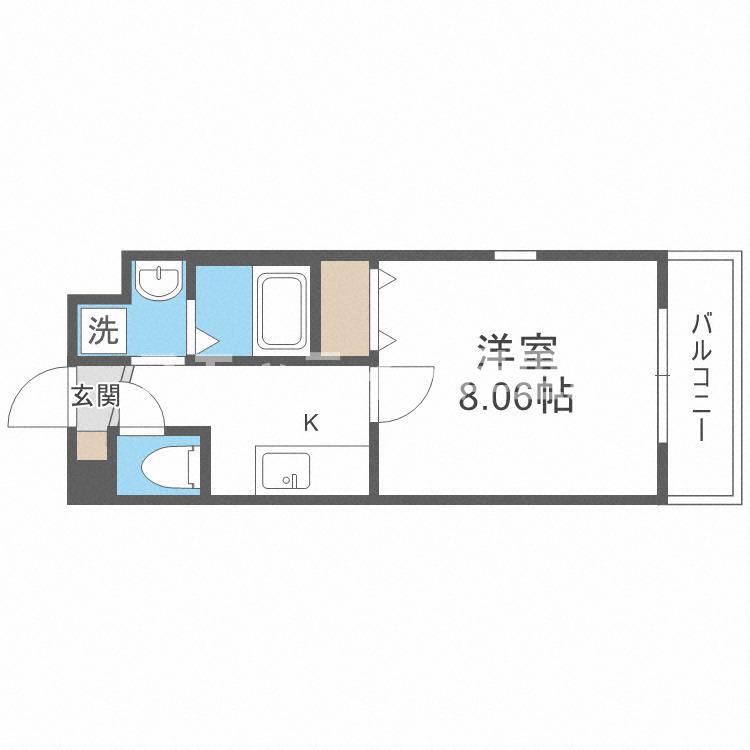 ウエストコクーン阿倍野(1K/4階)の間取り写真