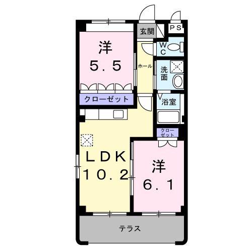 ライブリーベスト・かつらぎ(2LDK/1階)の間取り写真