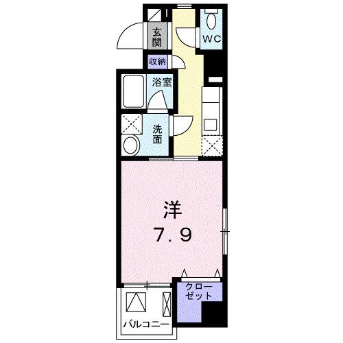 メリア北浦和(1K/2階)の間取り写真