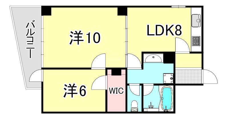 ラパンジール恵美須(2LDK/3階)の間取り写真