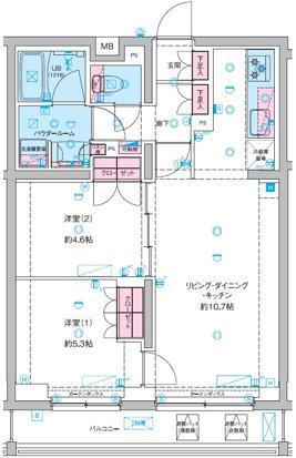 GENOVIA竹ノ塚(2LDK/1階)の間取り写真