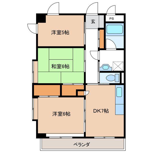 上高地コーポ(3DK/3階)の間取り写真