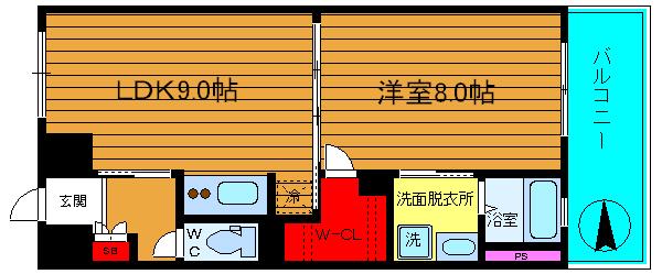 エスレジデンス学園坂(1LDK/8階)の間取り写真