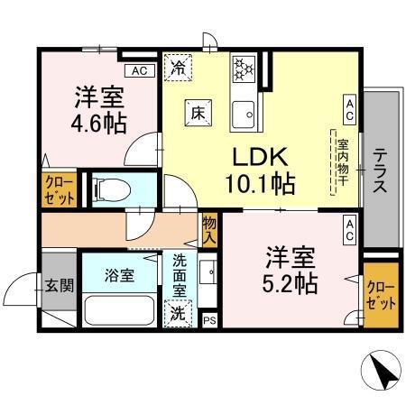 メゾンココル(2LDK/1階)の間取り写真
