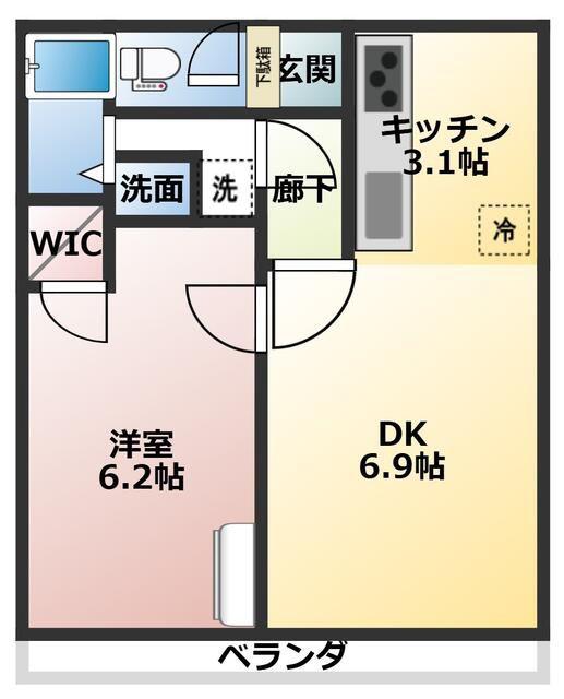 セザール馬込(1LDK/3階)の間取り写真