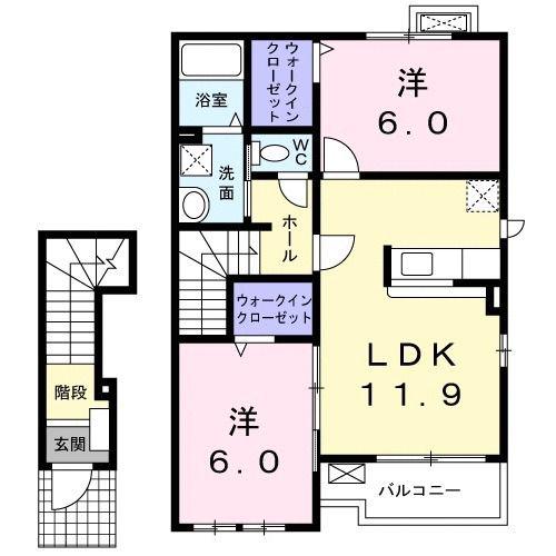 スパーブ(2LDK/2階)の間取り写真