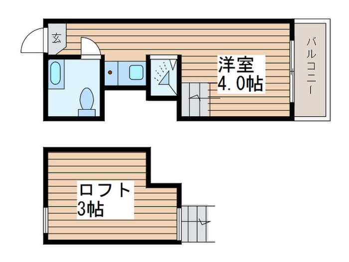 エクセル6(ワンルーム/2階)の間取り写真