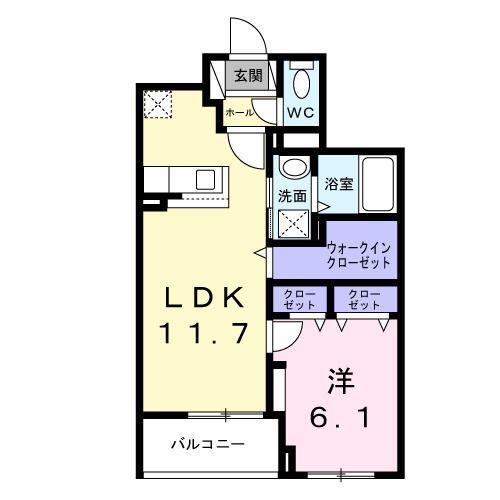クレシエンテ ひばり(1LDK/4階)の間取り写真