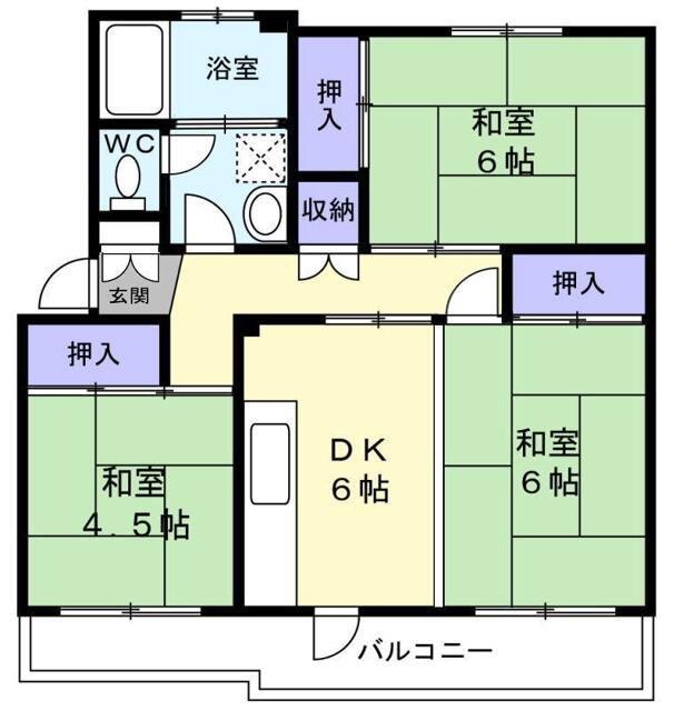 清瀬旭が丘団地3号棟(3DK/2階)の間取り写真