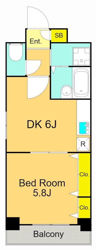 クレセール大井町(1DK/6階)の間取り写真