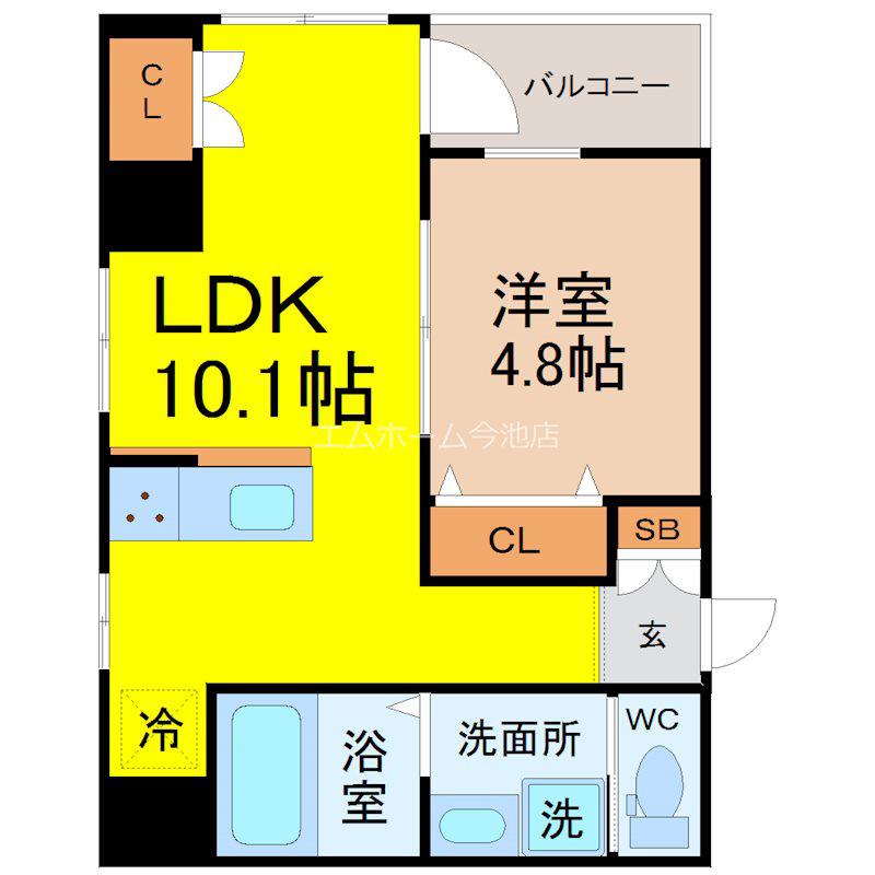 セントフィオーレ新栄(1LDK/8階)の間取り写真
