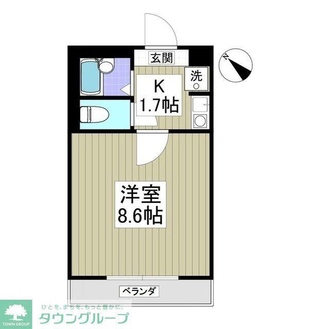 ヴィラージュS(1K/2階)の間取り写真