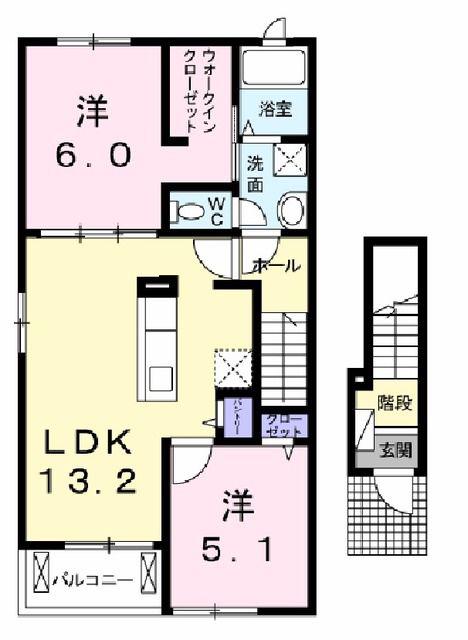 ハーモニー(2LDK/2階)の間取り写真