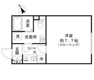 FABRIC大崎(1K/4階)の間取り写真