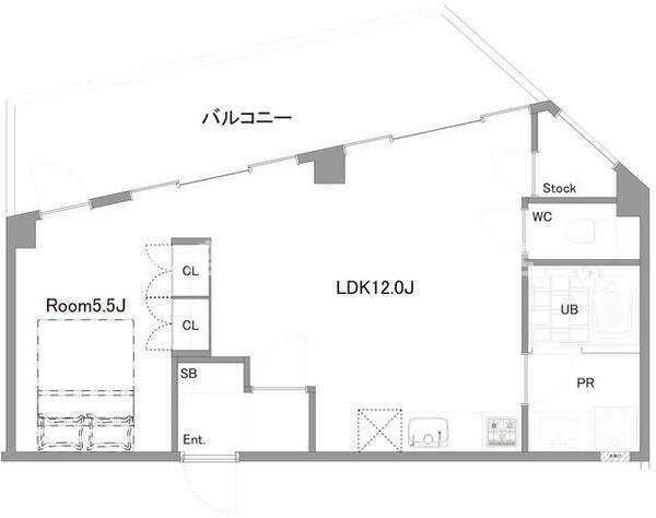 UIビル(1LDK/5階)の間取り写真