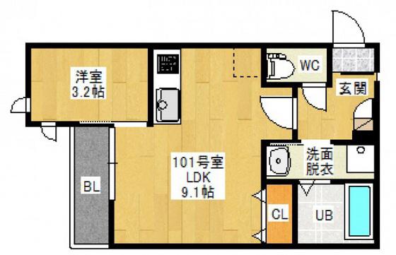 GRANDTIC VAIL(1LDK/1階)の間取り写真