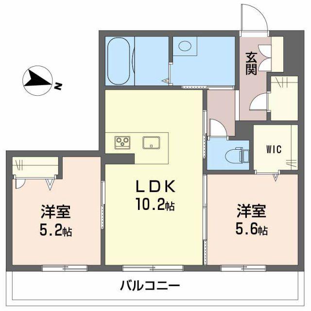 グリナージュ マロン(2LDK/3階)の間取り写真